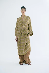 ROBE EN LIN À CARREAUX ZW COLLECTION
