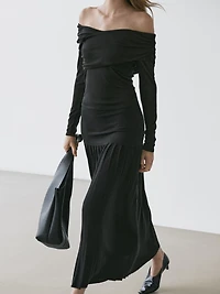 Midi skirt with box pleats