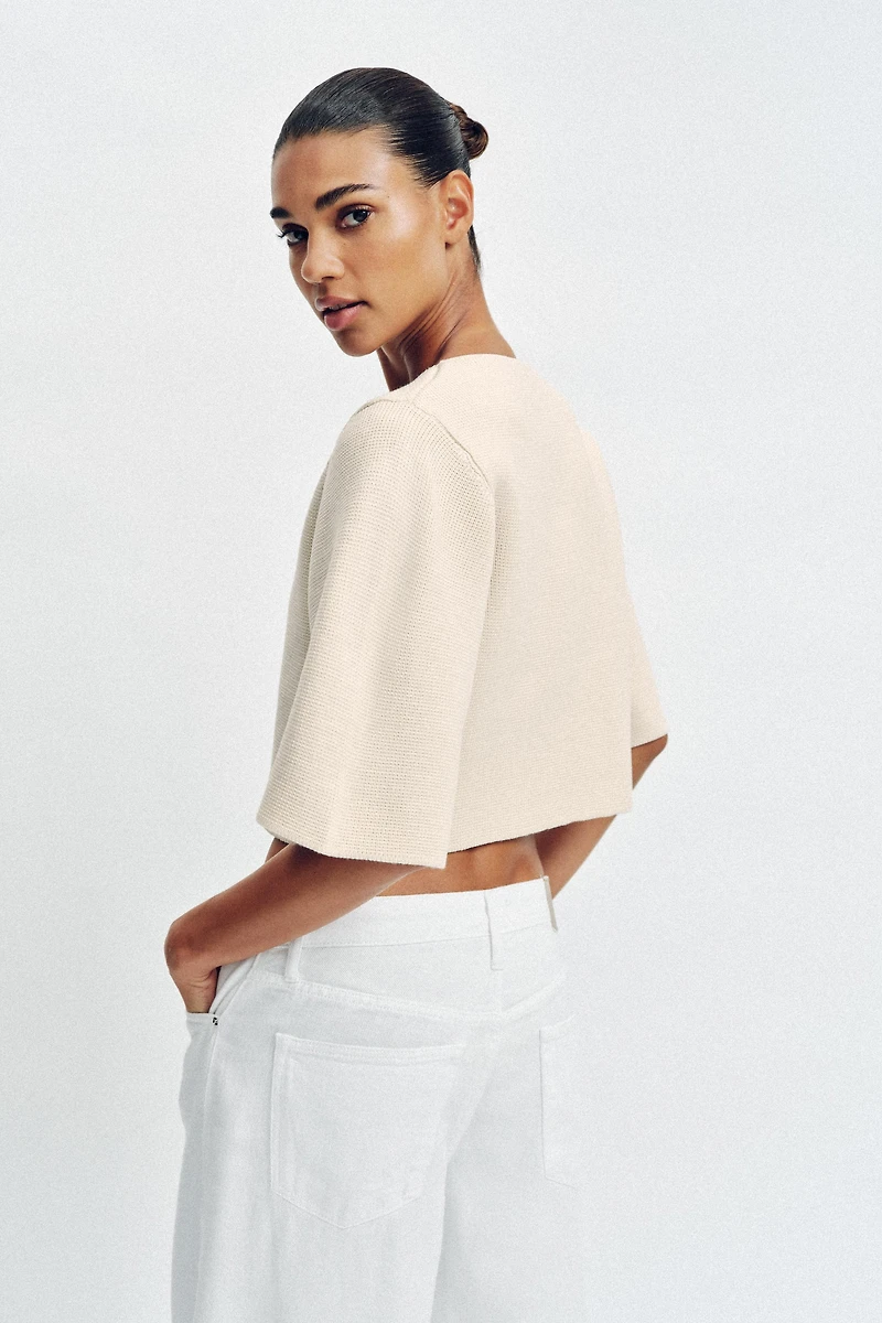 CROPPED KNIT CARDIGAN