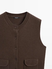 Veste sans manches en laine mélangée avec poches