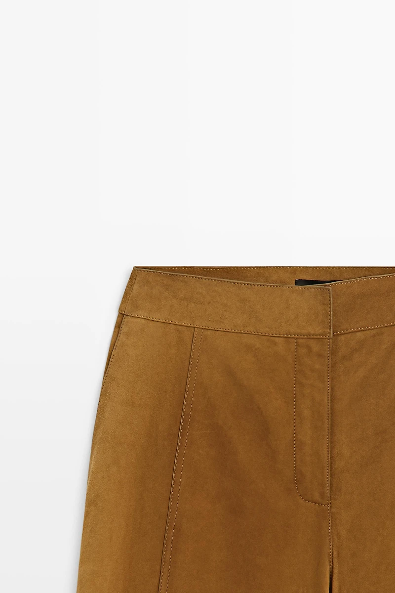 Suede goatskin barrel fit pants