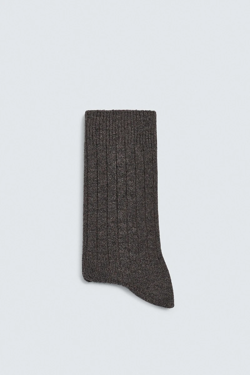 CHAUSSETTES CÔTELÉES MÉLANGE CACHEMIRE