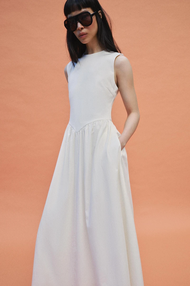 COMBINATION MIDI DRESS