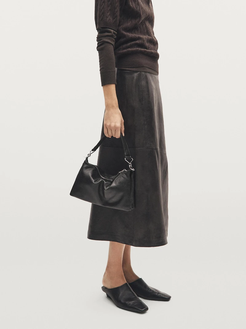 Small nappa leather bag with compartments