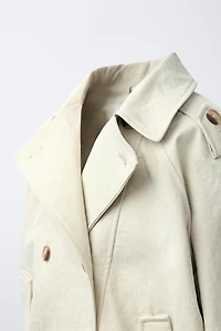 CROPPED ELASTIC HEM TRENCH COAT