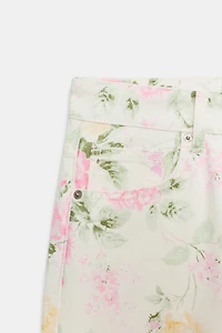 TRF LOW RISE LOOSE FIT FLORAL JEANS