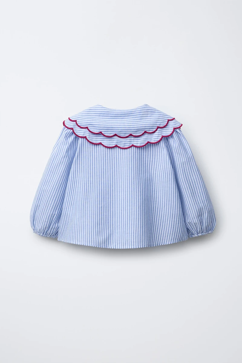 STRIPED DOUBLE COLLAR SHIRT
