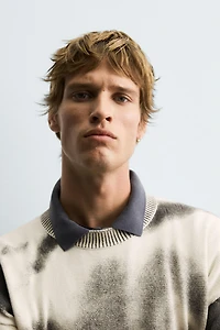 WASHED ABSTRACT PRINT SWEATER