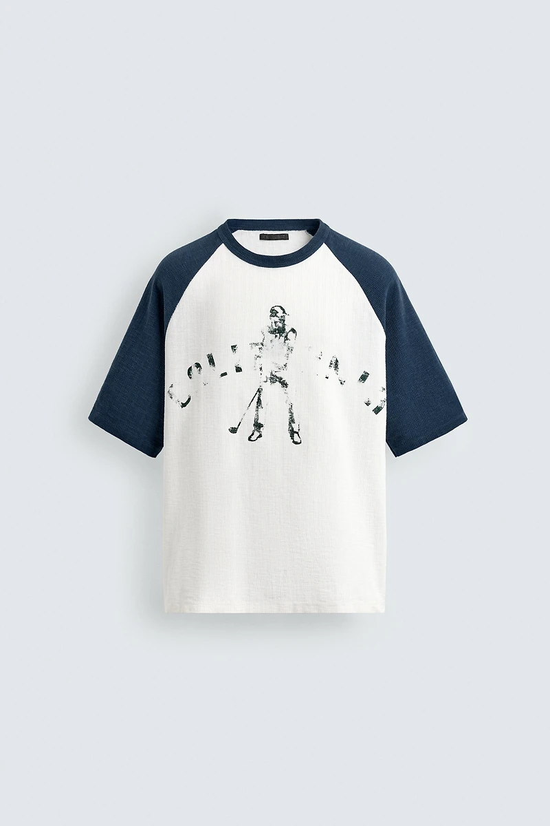 COLORBLOCK KNIT PRINT T-SHIRT