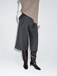 Bermuda long à pinces 100 % laine