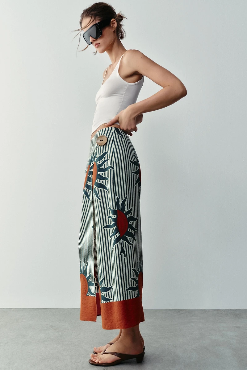PRINTED MIDI SARONG SKIRT