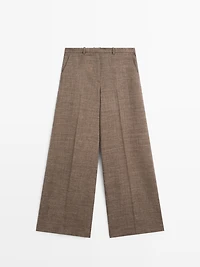 Pantalon large volume en laine mélangée