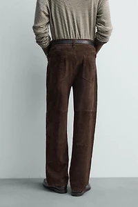 STRAIGHT FIT SUEDE LEATHER PANTS