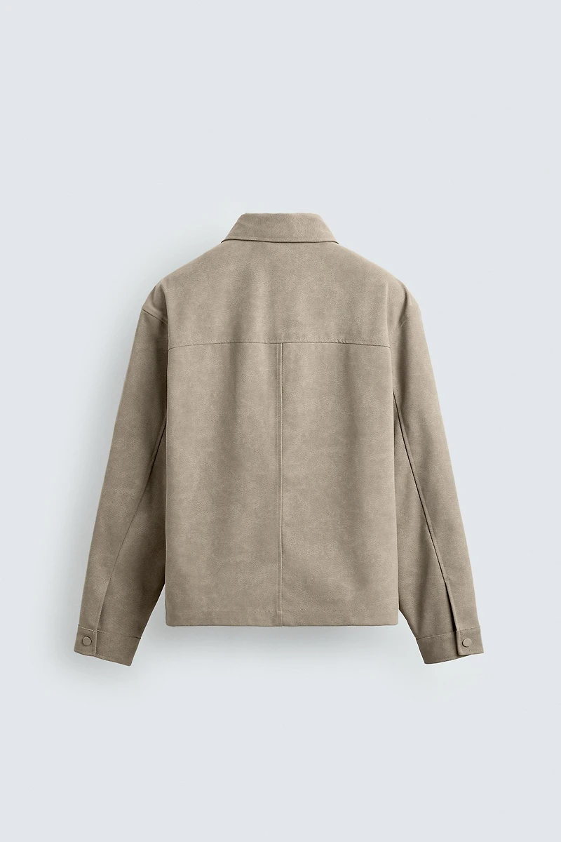 RELAXED FIT FAUX SUEDE OVERSHIRT