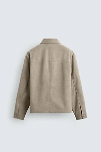 RELAXED FIT FAUX SUEDE OVERSHIRT