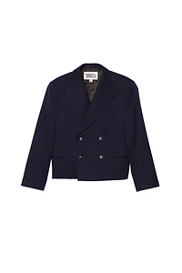 CROPPED FIT PINSTRIPE SUIT BLAZER