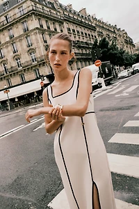 CONTRAST TRIM MIDI DRESS