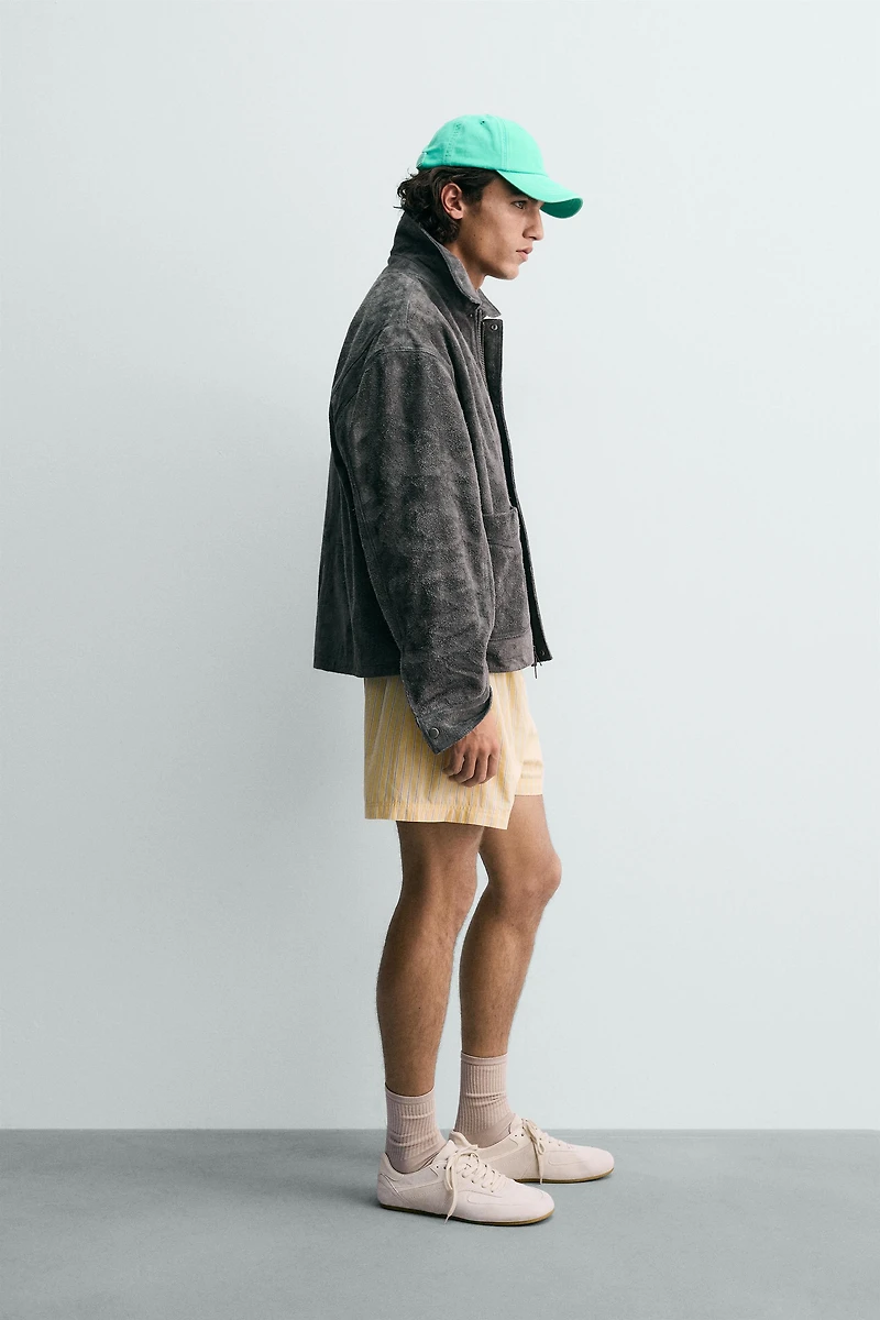 BLOUSON COUPE DÉCONTRACTÉE EN CUIR DAIM
