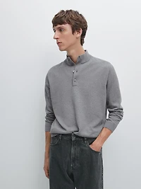 Pull en maille à col camionneur boutonné
