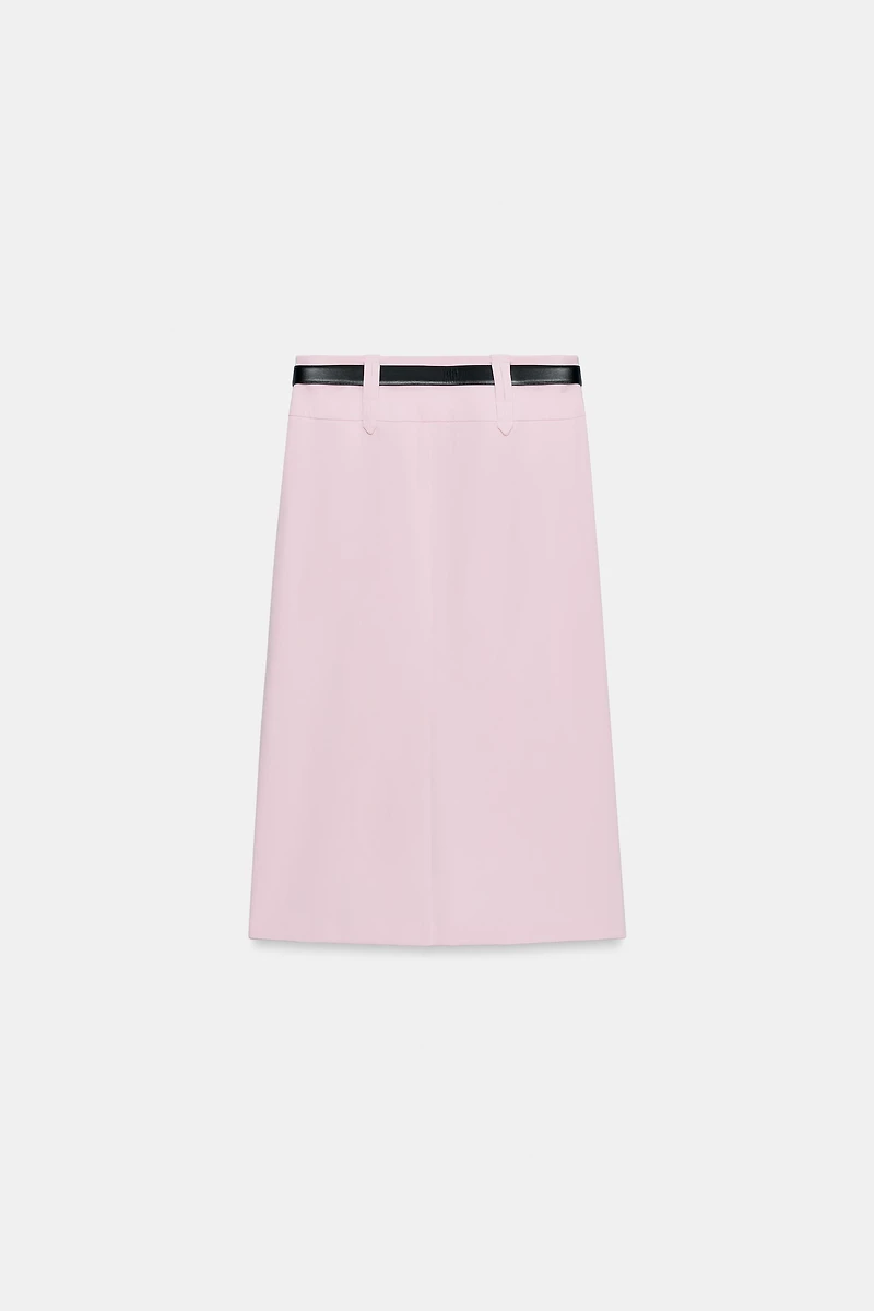BELTED PENCIL MIDI SKIRT