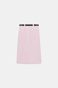 BELTED PENCIL MIDI SKIRT