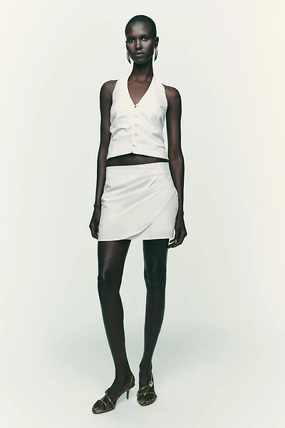 PLEATED WRAP SKORT