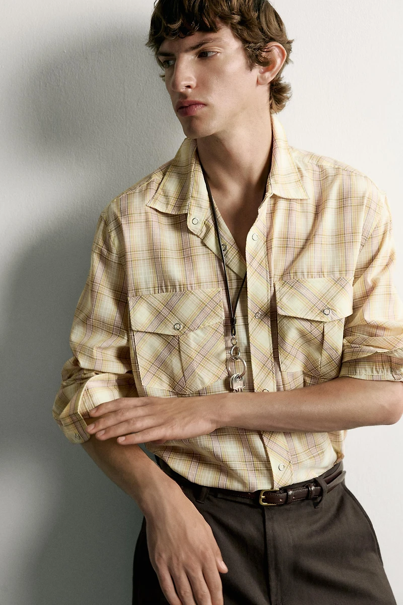RELAXED-FIT PLAID SHIRT WITH POCKETS