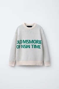 EMBROIDERED TEXT KNIT SWEATER