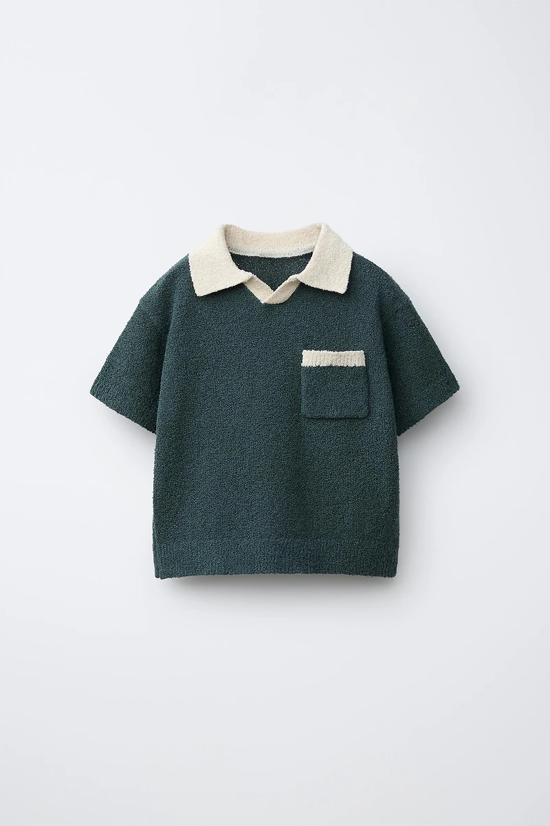 POLO EN MAILLE À COL CONTRASTANT