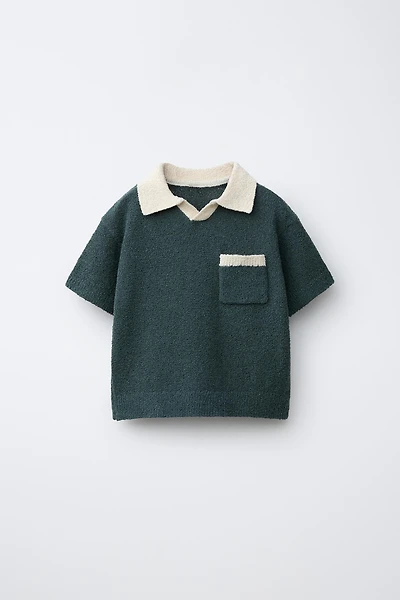 POLO EN MAILLE À COL CONTRASTANT