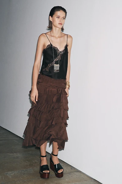 ZW COLLECTION RUFFLED MIDI SKIRT