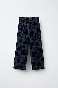 FLOCKED FLORAL STRAIGHT LEG PANTS