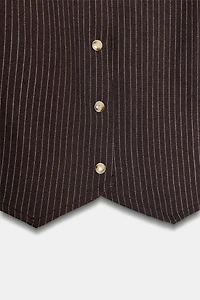 STRIPED SHOULDER PAD CROP SHIRT