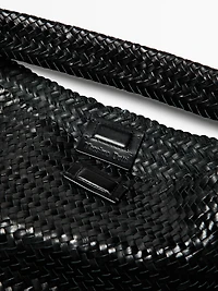 Nappa leather woven maxi tote bag