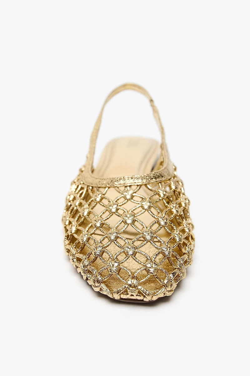 METALLIC BRAIDED SLINGBACKS