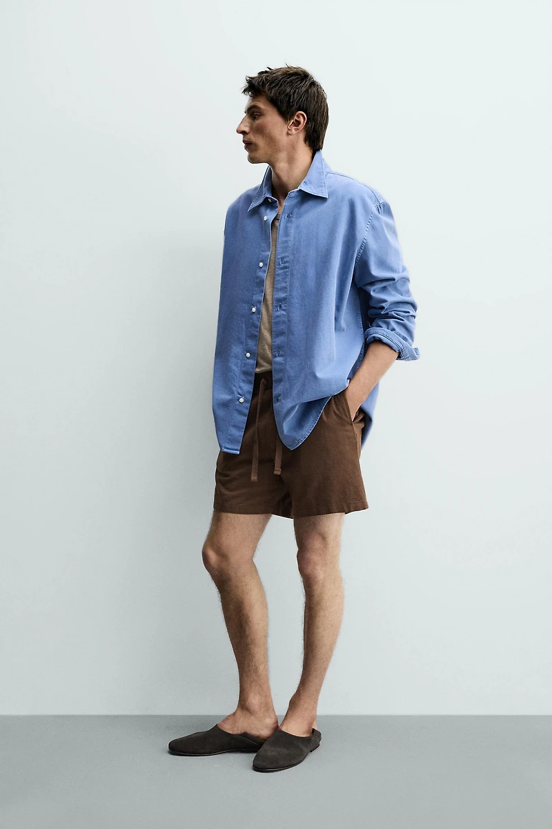 COTTON-LINEN RELAXED FIT SHORTS