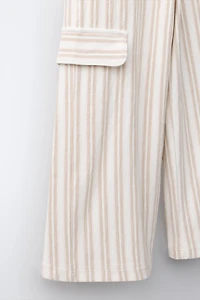 STRIPED WIDE LEG CARGO PANTS