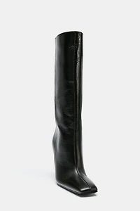 FAUX WEDGE HEEL BOOTS