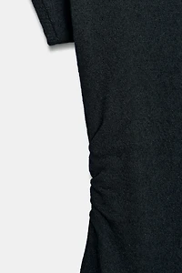 LONG KNIT DRESS WITH SIDE RUCHING