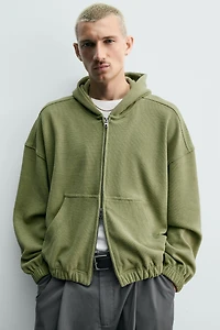 WASHED WAFFLE HOODIE JACKET