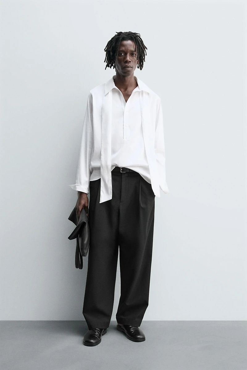 FLOWY TIE SHIRT