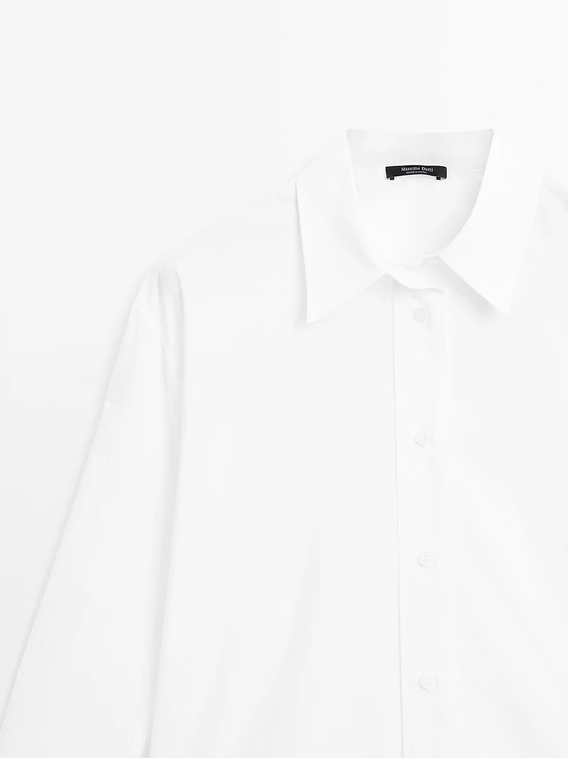 Long 100% cotton poplin shirt
