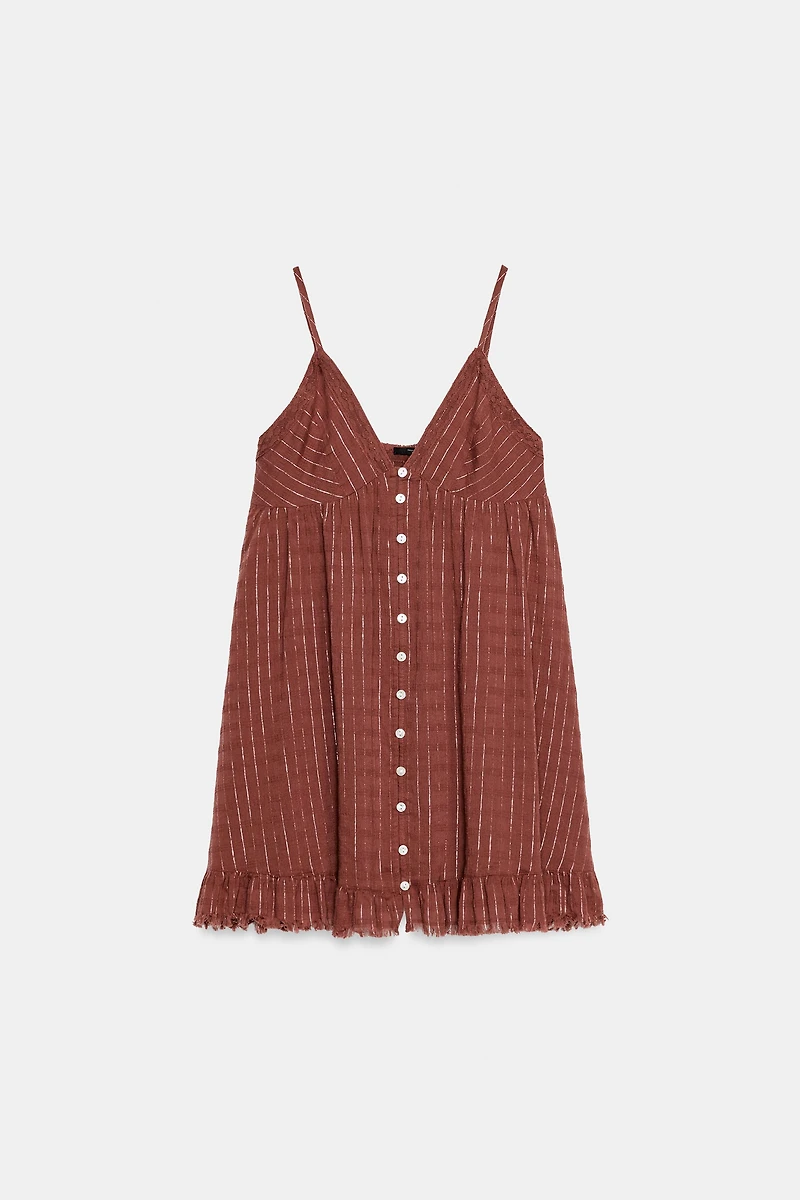 METALLIC STRIPED MINI DRESS
