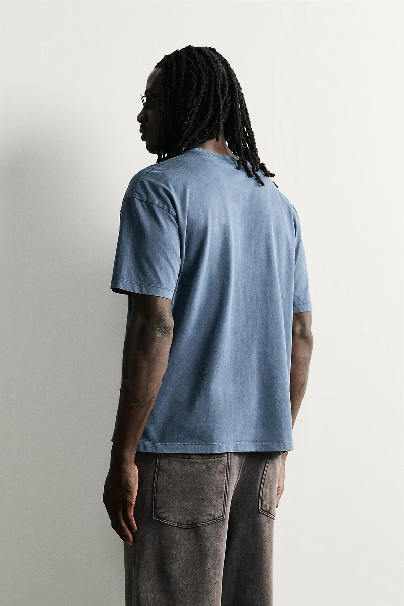 WASHED EFFECT TEXT T-SHIRT