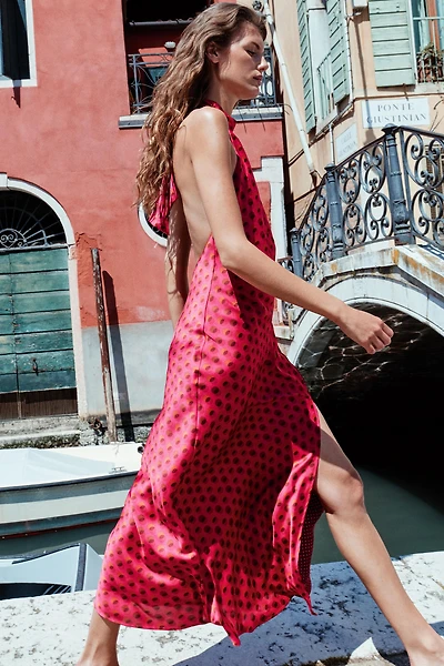 MIDI HALTER NECK DRESS