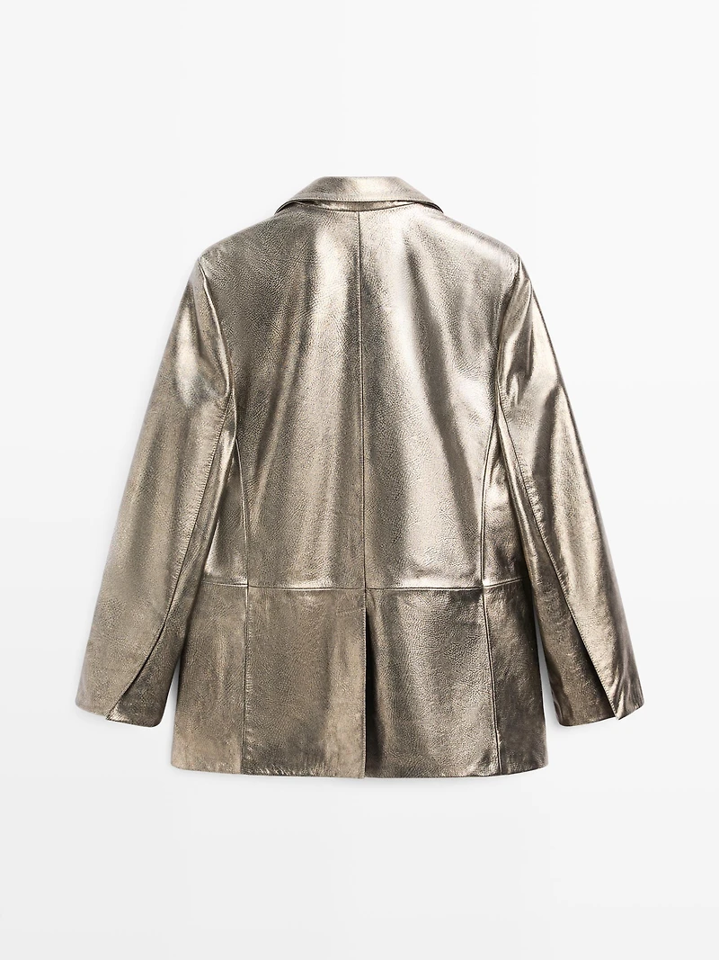 Metallic nappa leather blazer