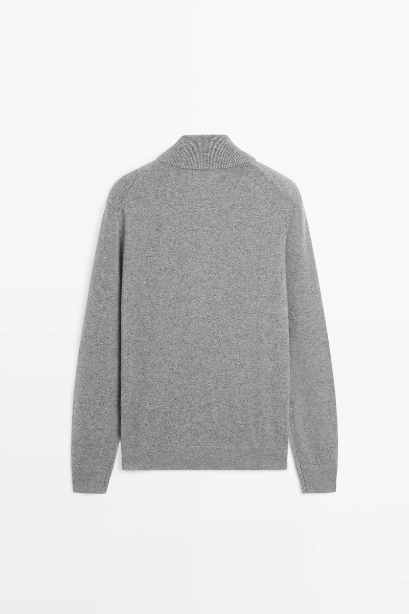 100% cashmere zip-up knit cardigan