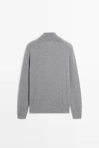 100% cashmere zip-up knit cardigan