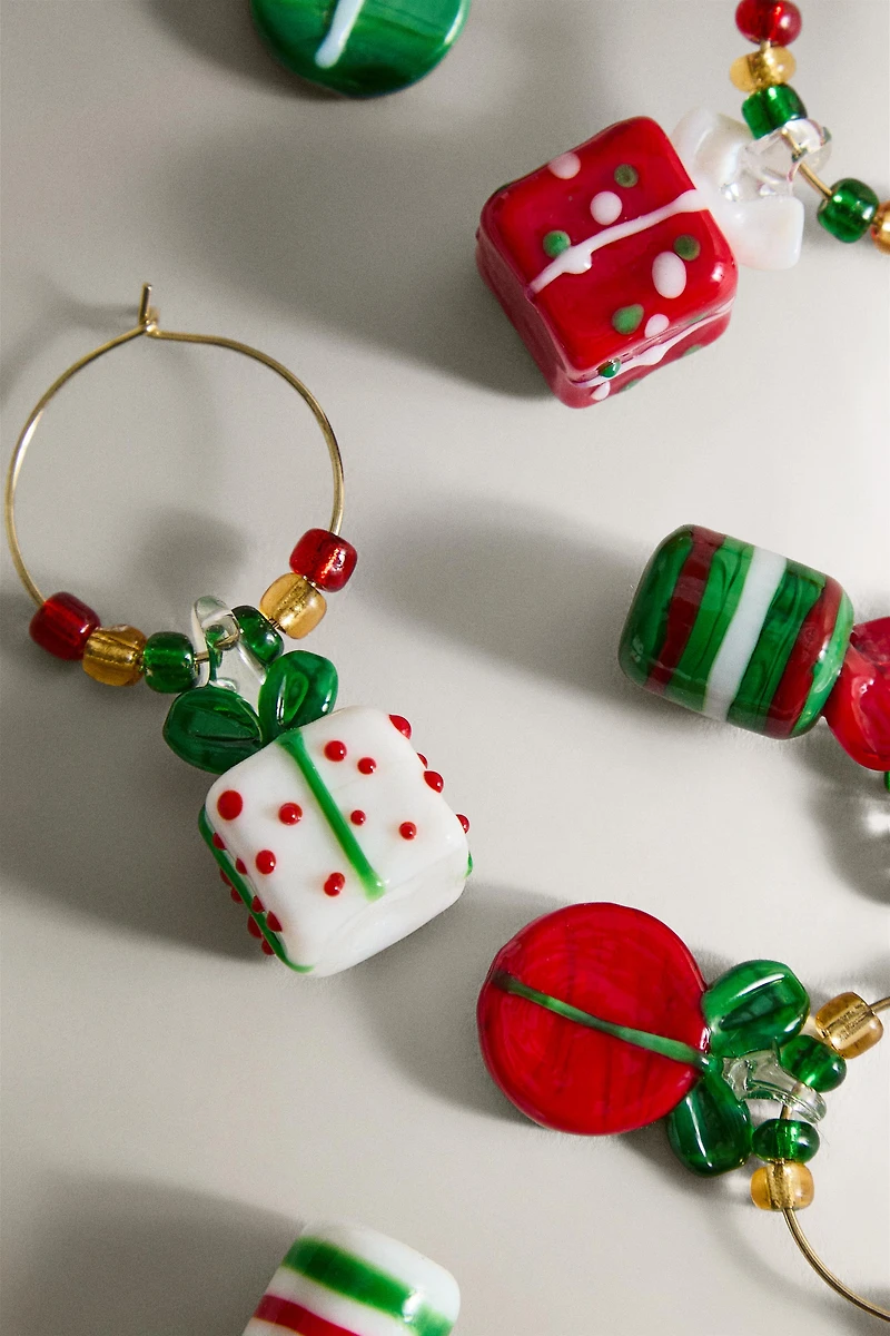 SET OF CHRISTMAS GIFT GLASS CHARMS (SET OF 6)