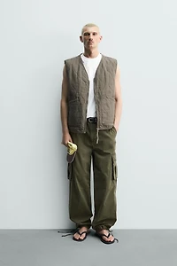 WASHED TOPSTITCHED VEST